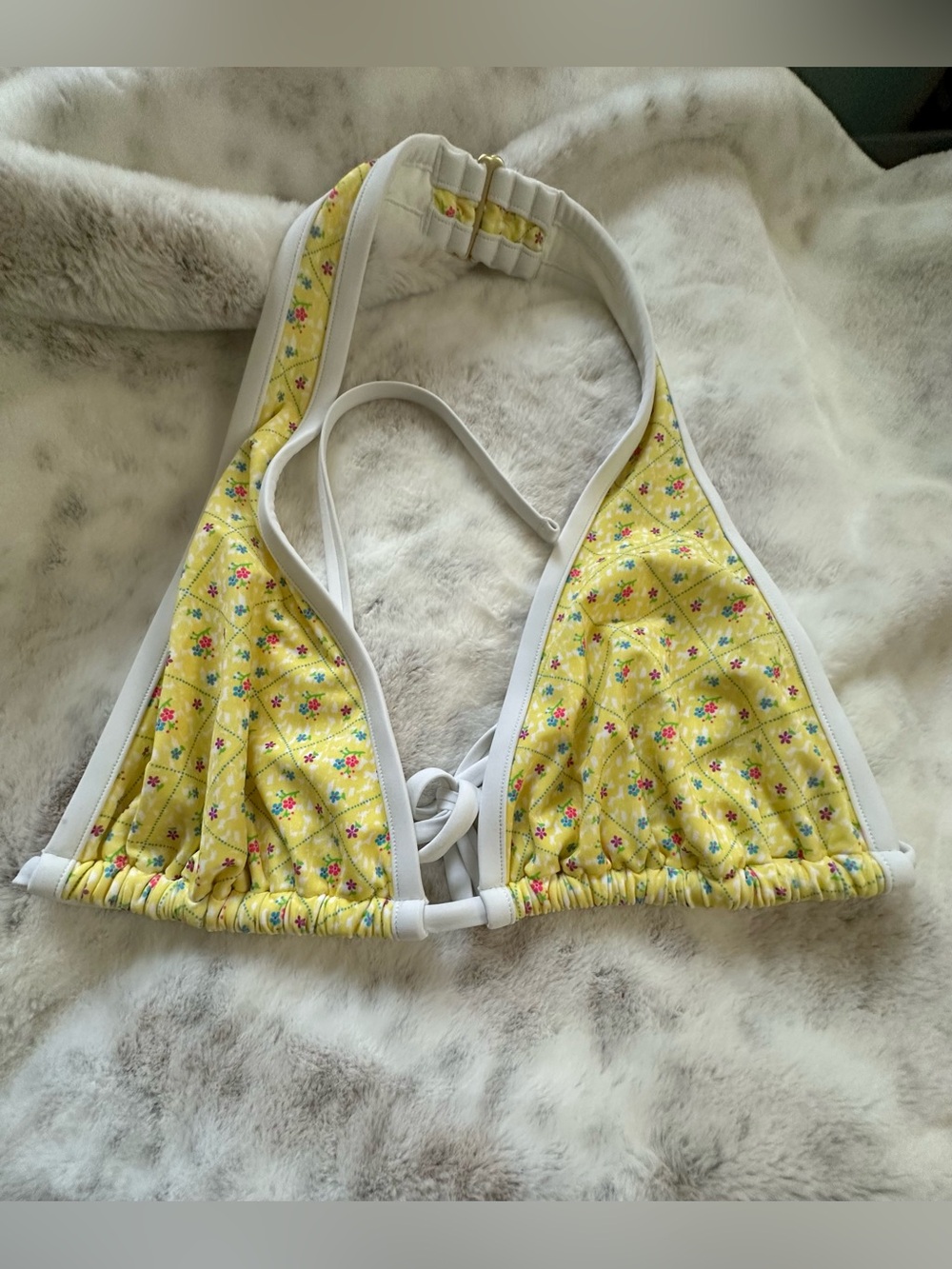 Yellow Floral Swim Bikini Top
